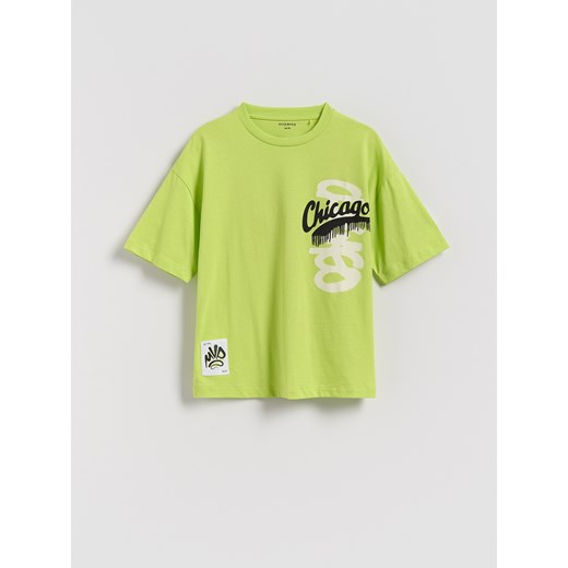 Reserved - T-shirt z nadrukiem - zielony ze sklepu Reserved w kategorii T-shirty chłopięce - zdjęcie 185840249