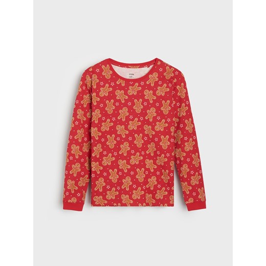 Sinsay - Bawełniana piżama dwuczęściowa z nadrukiem - czerwony Sinsay 170 (14-15 l) Sinsay