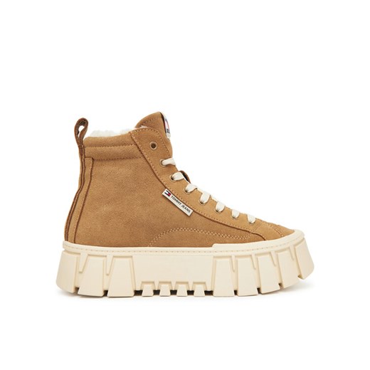 Sneakersy Tommy Jeans Tjw Vulc Flatform Suede Wl EN0EN02894 Brązowy ze sklepu eobuwie.pl w kategorii Buty sportowe damskie - zdjęcie 185841786