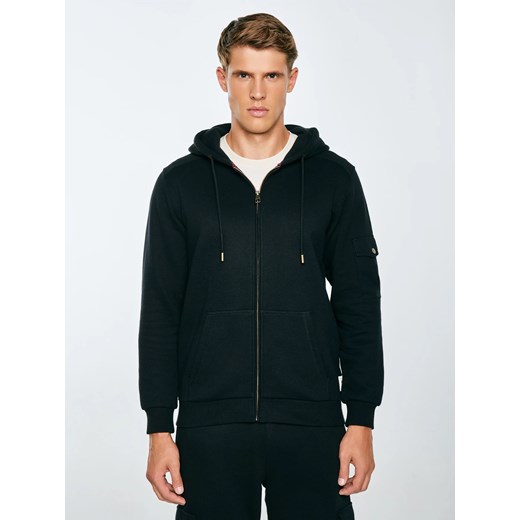 Bluza męska rozpinana z kapturem czarna Jagmur 906 ze sklepu Big Star w kategorii Bluzy męskie - zdjęcie 185842686