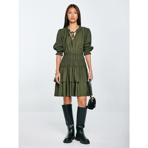 Sukienka damska mini z wiskozy khaki Kakuni 303 ze sklepu Big Star w kategorii Sukienki - zdjęcie 185842699