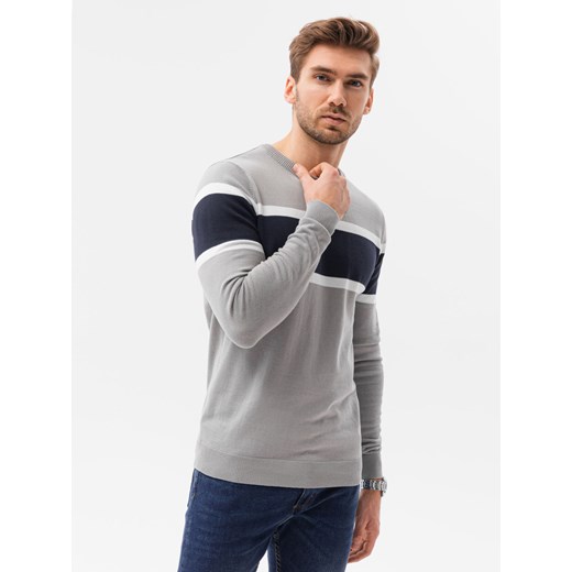 Sweter męski - szary V2 E190 ze sklepu ombre w kategorii Swetry męskie - zdjęcie 185843668