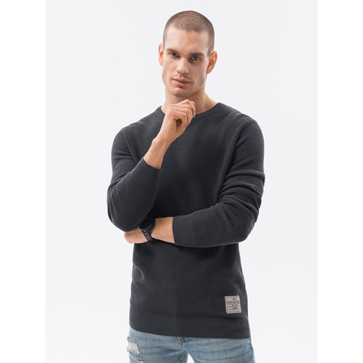 Sweter męski - grafitowy V2 E185 ze sklepu ombre w kategorii Swetry męskie - zdjęcie 185843676