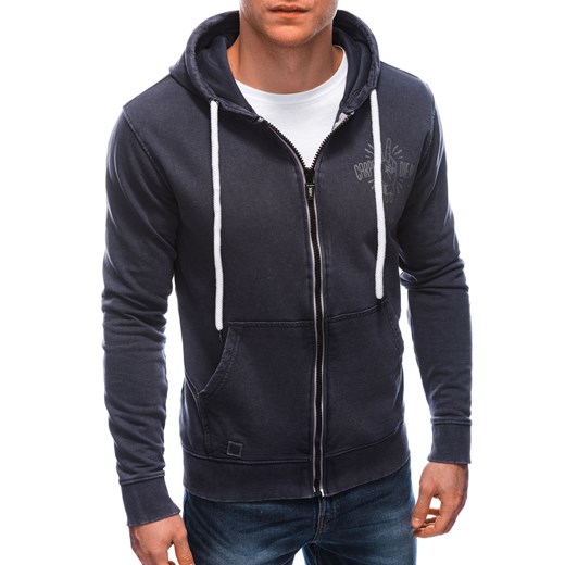 Bluza męska rozpinana z nadrukiem 1280B - granatowa ze sklepu Edoti w kategorii Bluzy męskie - zdjęcie 185844739