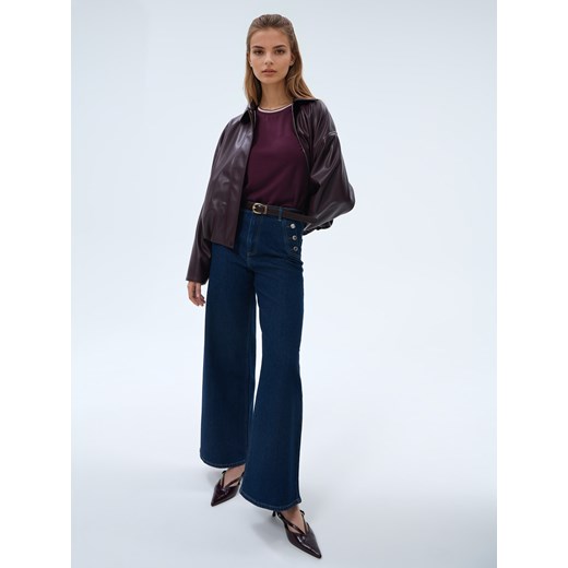 Mohito - Burgundowa bluzka z krótkim rękawem - kasztanowy Mohito XL Mohito