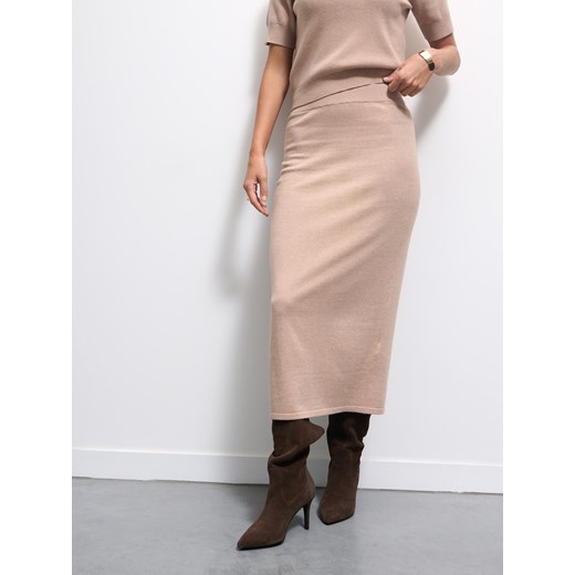 Mohito - Swetrowa spódnica midi - beżowy Mohito XS Mohito