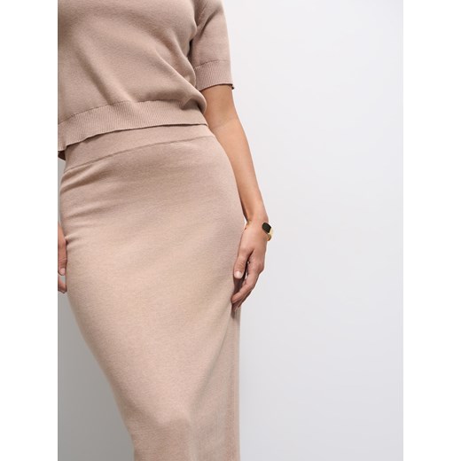 Mohito - Swetrowa spódnica midi - beżowy Mohito L Mohito