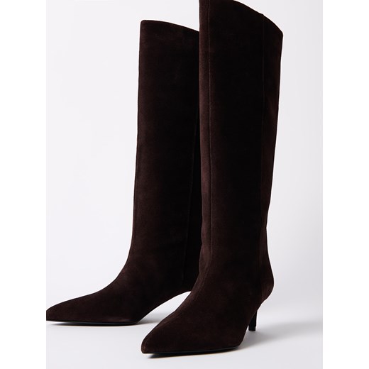 Mohito - Skórzane kozaki - ciemnobrązowy Mohito 40 Mohito