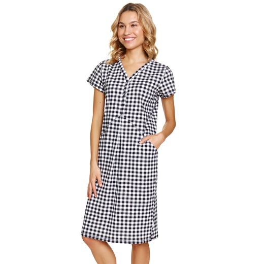 Nocna koszula Doctor Nap TCB.5271 black check ze sklepu kontri.pl w kategorii Koszule nocne - zdjęcie 185846948