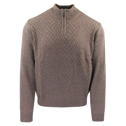 Sweter dla Mężczyzny - Lasota - Jasny Brąz, Krótki Zamek SWLSTAdenispoloBRAZ ze sklepu JegoSzafa.pl w kategorii Swetry męskie - zdjęcie 185846979