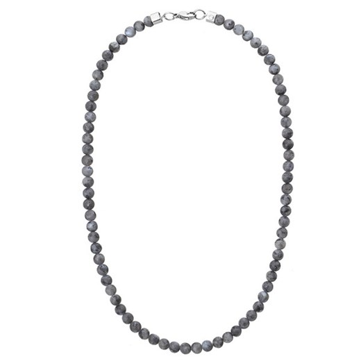Naszyjnik unisex z naturalnych matowych kulek larvikitu dla mężczyzn i kobiet rozmiary 60 cm ze sklepu manoki.pl w kategorii Naszyjniki męskie - zdjęcie 185846998