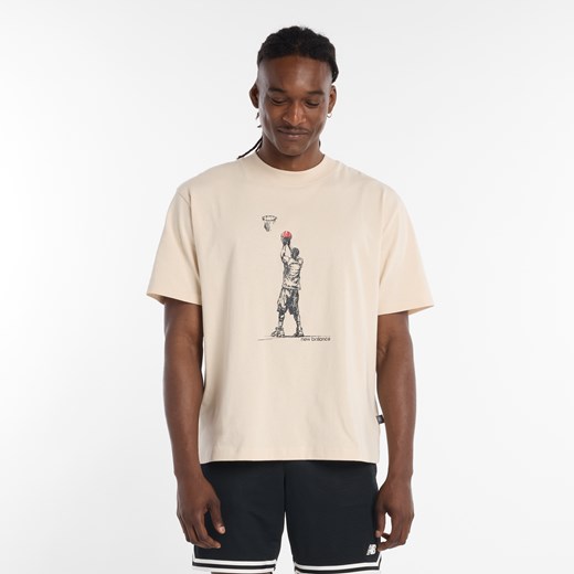 Koszulka męska New Balance MT53611BIS – beżowa ze sklepu New Balance Poland w kategorii T-shirty męskie - zdjęcie 185847037