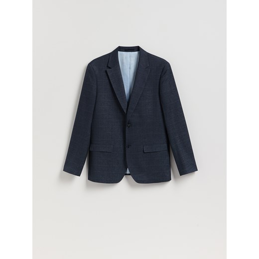 Reserved - Marynarka slim fit z domieszką wiskozy - granatowy ze sklepu Reserved w kategorii Marynarki męskie - zdjęcie 185847145