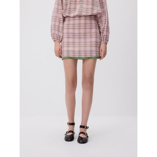 Reserved - Spódnica mini w kratę - pastelowy róż Reserved M Reserved