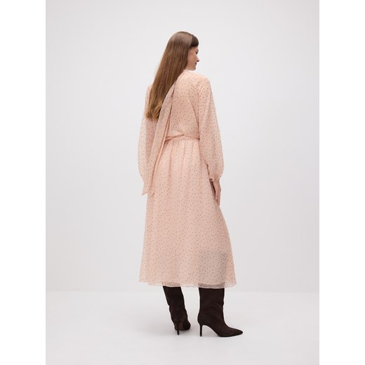 Reserved - Spódnica midi w groszki - pastelowy róż Reserved L Reserved