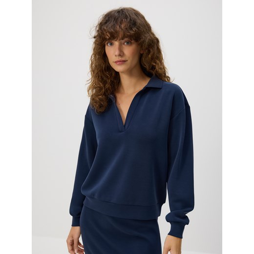 Reserved - Bluza z modalem - granatowy ze sklepu Reserved w kategorii Bluzy damskie - zdjęcie 185848398