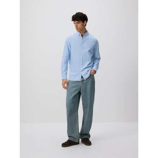 Reserved - Bawełniana koszula slim fit - jasnoniebieski ze sklepu Reserved w kategorii Koszule męskie - zdjęcie 185848466