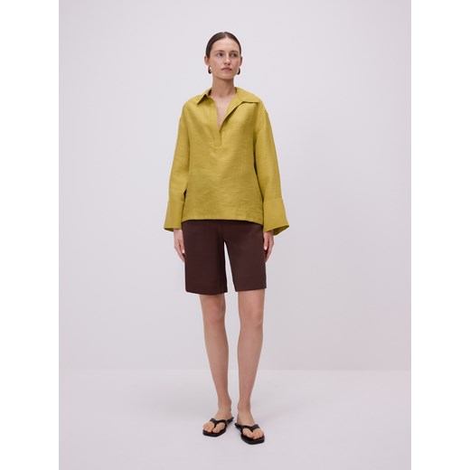 Reserved - Koszula z lnem - zielony ze sklepu Reserved w kategorii Bluzki damskie - zdjęcie 185848479