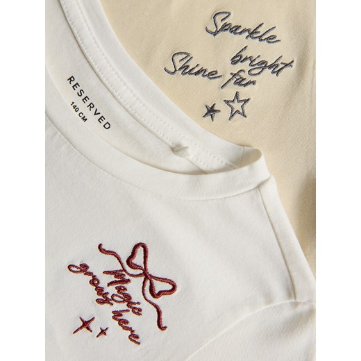 Reserved - Bawełniany t-shirt z haftem 2 pack - wielobarwny Reserved 122 (6-7 lat) Reserved