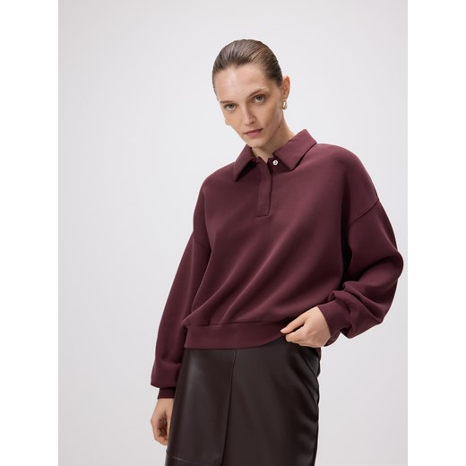 Reserved - Bluza polo z modalem - bordowy ze sklepu Reserved w kategorii Bluzy damskie - zdjęcie 185849445