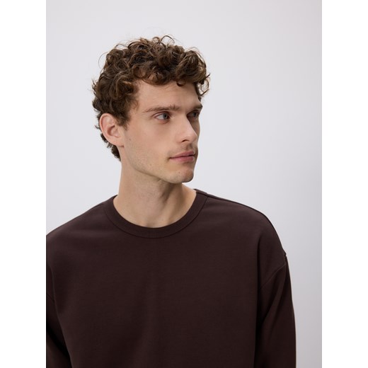 Reserved - Gładka bluza z bawełną - brązowy Reserved XL Reserved