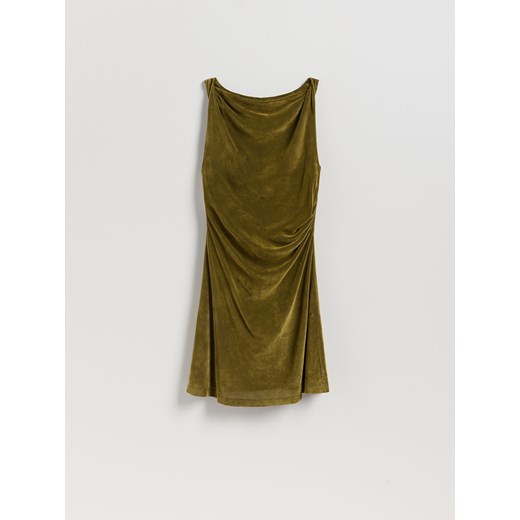 Reserved - Sukienka mini z marszczeniem - ciemnozielony ze sklepu Reserved w kategorii Sukienki - zdjęcie 185850077