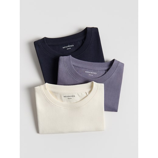 Reserved - Bawełniany longsleeve 3 pack - złamana biel ze sklepu Reserved w kategorii T-shirty chłopięce - zdjęcie 185850179
