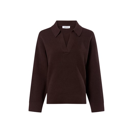 EDITED Damski sweter z dzianiny - Taria Jumper Kobiety czekoladowy jednolity ze sklepu vangraaf w kategorii Swetry damskie - zdjęcie 185851076