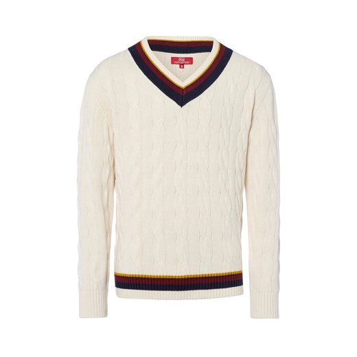 Finshley & Harding London Męski sweter Mężczyźni Bawełna écru jednolity ze sklepu vangraaf w kategorii Swetry męskie - zdjęcie 185851106