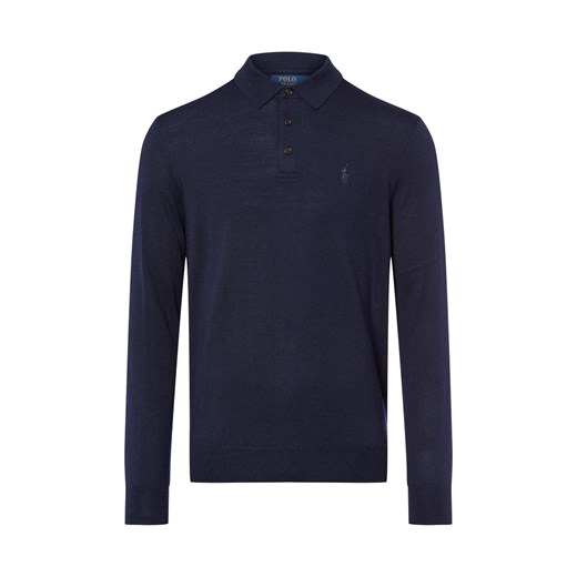 Polo Ralph Lauren Męska koszulka polo z dzianiny Mężczyźni Wełna granatowy jednolity ze sklepu vangraaf w kategorii Swetry męskie - zdjęcie 185851199