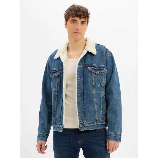 Levi's Męska kurtka dżinsowa Mężczyźni Jeansy medium stone jednolity ze sklepu vangraaf w kategorii Kurtki męskie - zdjęcie 185851257