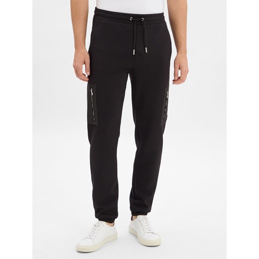 KARL LAGERFELD Męskie spodnie do biegania Mężczyźni czarny jednolity ze sklepu vangraaf w kategorii Spodnie męskie - zdjęcie 185851295