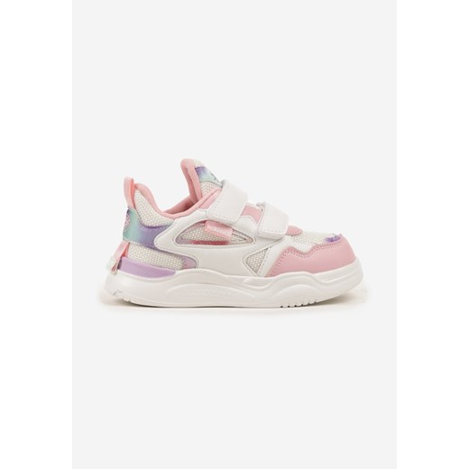 Biało-Różowe Buty Sportowe Sneakersy Ozdobione Tłoczonym Wzorem Idanirre ze sklepu born2be.pl w kategorii Buty sportowe dziecięce - zdjęcie 185853205