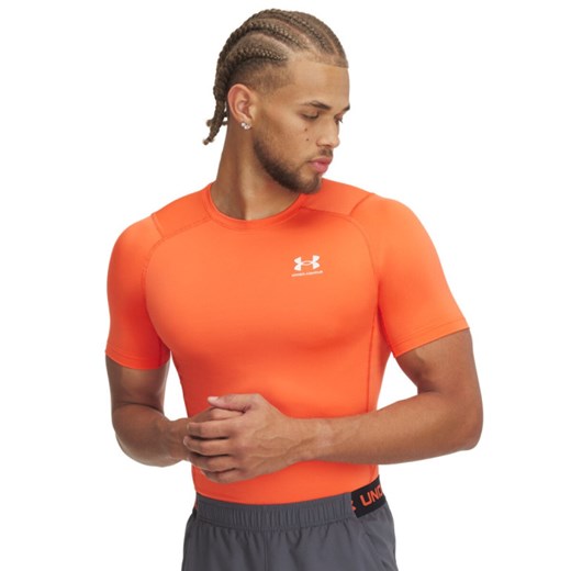 Męska koszulka treningowa Under Armour UA HG Armour Comp SS - pomarańczowa ze sklepu Sportstylestory.com w kategorii T-shirty męskie - zdjęcie 185854255