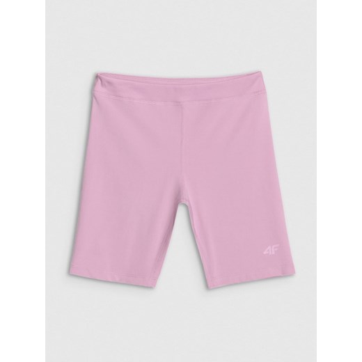 Dziewczęce legginsy kolarki sportowe 4F 4FJWSS25TFSTF041 - różowe ze sklepu Sportstylestory.com w kategorii Spodenki dziewczęce - zdjęcie 185854357
