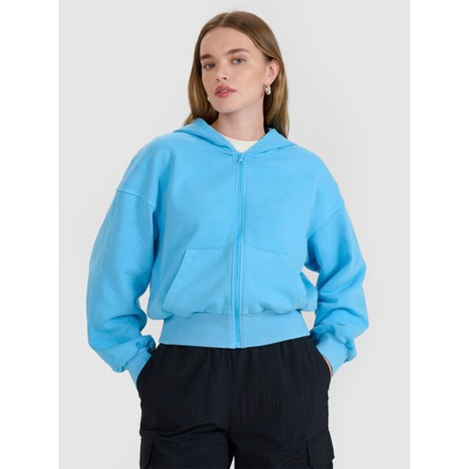 Damska bluza dresowa rozpinana z kapturem 4F 4FRSS25TSWSF2195 - niebieska ze sklepu Sportstylestory.com w kategorii Bluzy damskie - zdjęcie 185854407