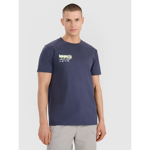 Męski t-shirt z nadrukiem 4F 4FRSS25TTSHM2996 - granatowy ze sklepu Sportstylestory.com w kategorii T-shirty męskie - zdjęcie 185854418