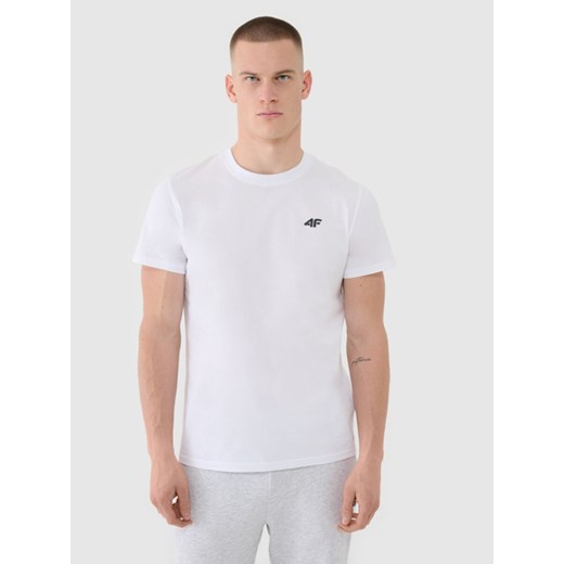 Męski t-shirt basic 4F 4FWMM00TTSHM2657 - biały ze sklepu Sportstylestory.com w kategorii T-shirty męskie - zdjęcie 185854488
