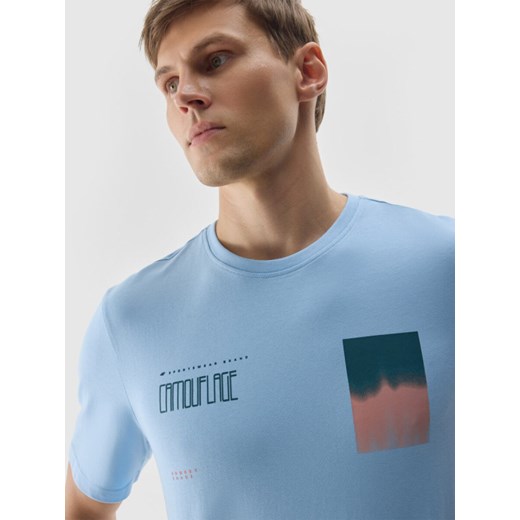 Męski t-shirt z nadrukiem 4F 4FWSS24TTSHM1289 - niebieski ze sklepu Sportstylestory.com w kategorii T-shirty męskie - zdjęcie 185854516
