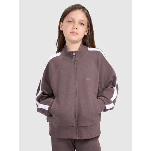 Dziewczęca bluza rozpinana bez kaptura 4F 4FJRAW25TSWSF2430 - brązowa ze sklepu Sportstylestory.com w kategorii Bluzy dziewczęce - zdjęcie 185854699