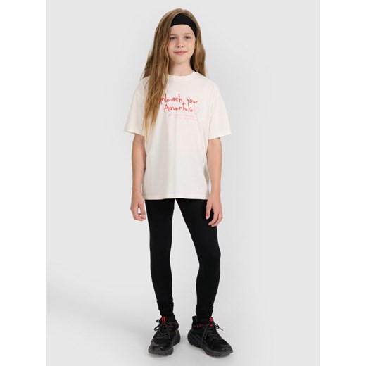 Dziewczęce legginsy dzianinowe 4F 4FJRAW25TTIGF291 - czarne ze sklepu Sportstylestory.com w kategorii Spodnie dziewczęce - zdjęcie 185854838