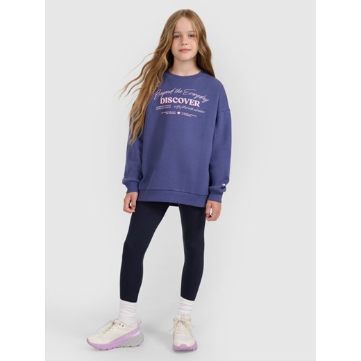 Dziewczęce legginsy dzianinowe 4F 4FJRAW25TTIGF291 - granatowe ze sklepu Sportstylestory.com w kategorii Spodnie dziewczęce - zdjęcie 185854845
