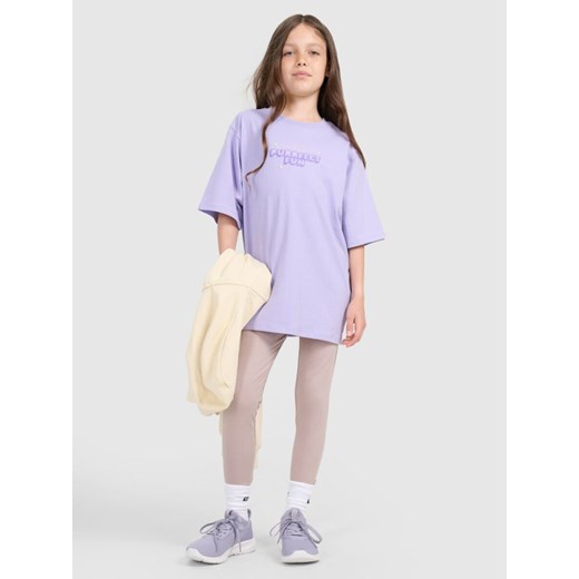 Dziewczęce legginsy dzianinowe 4F 4FJRAW25TTIGF291 - beżowe ze sklepu Sportstylestory.com w kategorii Spodnie dziewczęce - zdjęcie 185854859