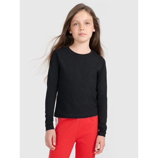 Dziewczęcy longsleeve bez nadruku 4F 4FJRAW25TLONF603 - biały ze sklepu Sportstylestory.com w kategorii Bluzki dziewczęce - zdjęcie 185854927