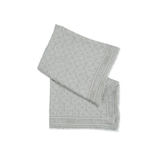 Chusta Calvin Klein Monogram Jacquard K60K608779 Szary ze sklepu eobuwie.pl w kategorii Szaliki i chusty damskie - zdjęcie 185859406
