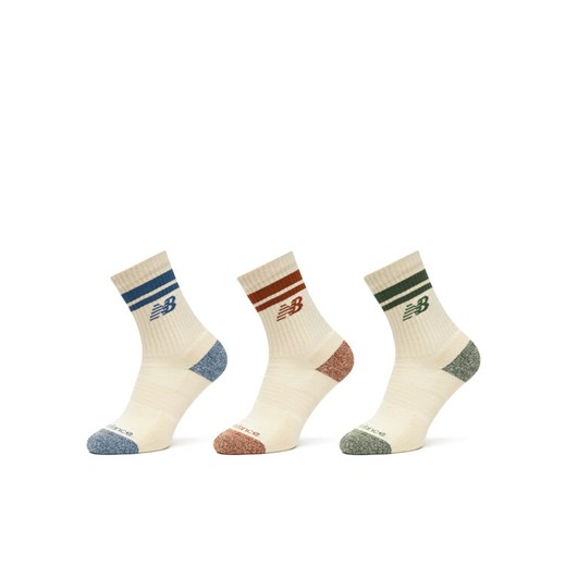 Zestaw 3 par wysokich skarpet unisex New Balance Active Lifestyle Striped Crew LAS35210AS3 Écru ze sklepu eobuwie.pl w kategorii Skarpetki męskie - zdjęcie 185859738