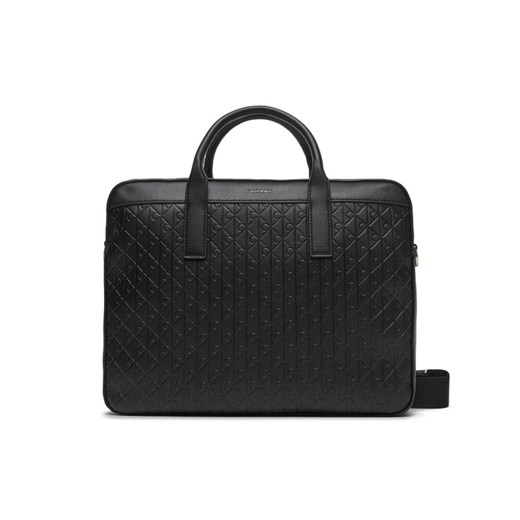 Torba na laptopa Calvin Klein Emblem Emboss Commuter LV04D3265G Czarny ze sklepu eobuwie.pl w kategorii Torby na laptopa - zdjęcie 185860625