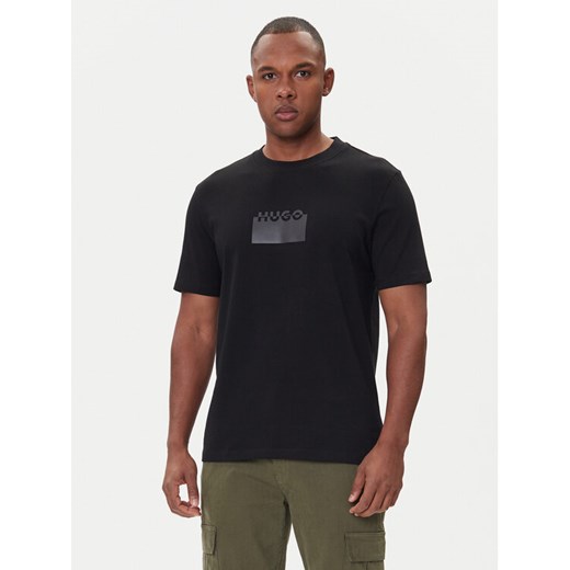 HUGO T-Shirt Delastio 50546867 Czarny Regular Fit ze sklepu MODIVO w kategorii T-shirty męskie - zdjęcie 185868635