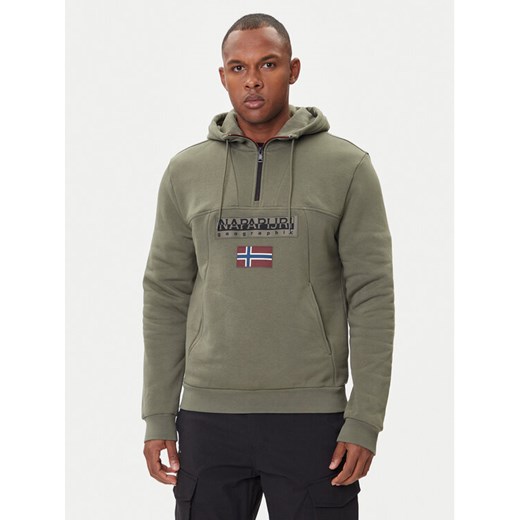 Napapijri Bluza Burgee NP0A4I5E Zielony Regular Fit ze sklepu MODIVO w kategorii Bluzy męskie - zdjęcie 185868975