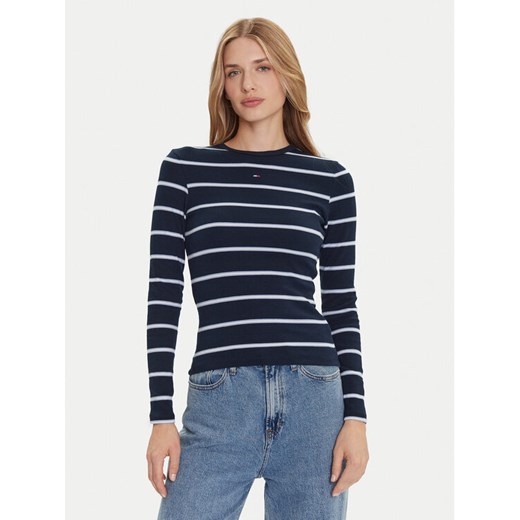 Tommy Jeans Bluzka Essential DW0DW17387 Granatowy Slim Fit ze sklepu MODIVO w kategorii Bluzki damskie - zdjęcie 185869045